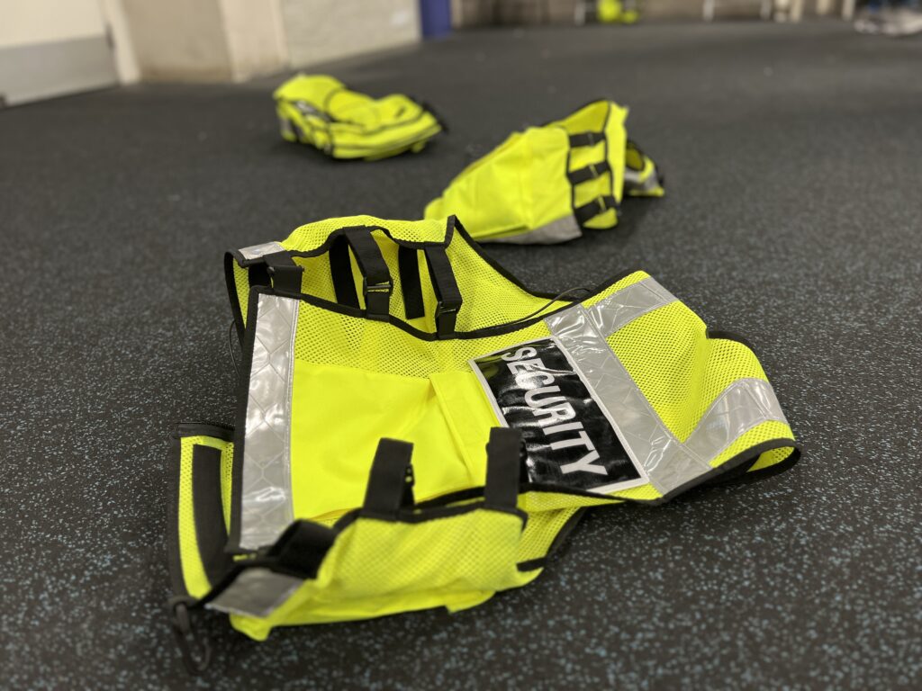 Security Vests on the floor